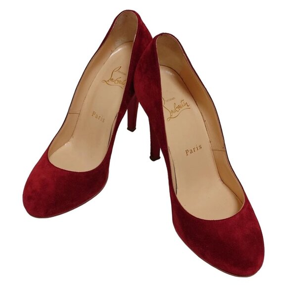 CHRISTIAN LOUBOUTIN - Red Suede Women's Pumps 162-081525 - Picture 2 of 6